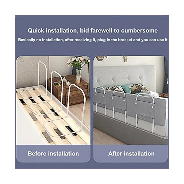 Anti-fall Bedside Baffle Fence, 1m-2m Bed Rail,Safety Bumper Rails & Kids - Height Adjustable Bed Side Rail Guard – Easy Fixing(Size:50CM,Color:Grey)