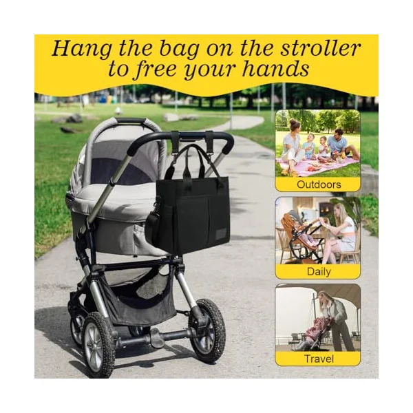 Aolso Baby Changing Bag, Multifunctional Nappy Changing Bags For Mom And Dad, Portable Messenger Tote Bag with Adjustable Straps,Maternity Diaper Bag Travel Tote Bag