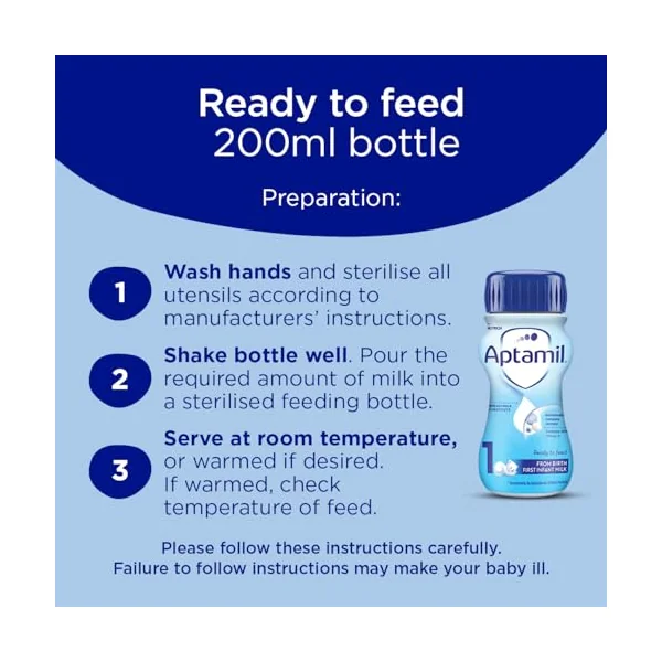 Aptamil 1 First Infant Baby Milk Liquid Formula, Ready to Feed, From Birth | Ready to use baby milk formula liquid