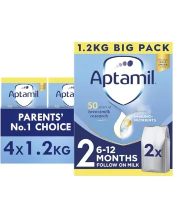 Aptamil 2 Follow On Baby Milk Formula Powder, 6-12 Months, Big Pack, 4 x 1.2kg