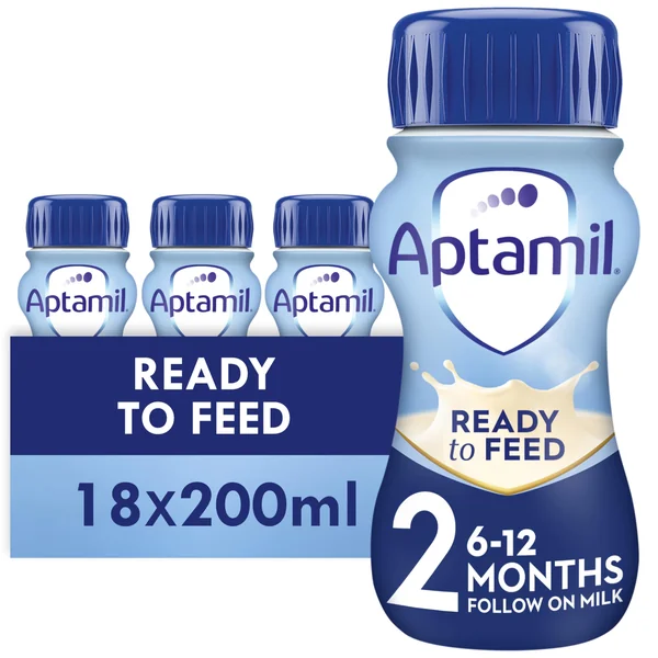Aptamil 2 Follow On Baby Milk Ready To Use Liquid Formula, White, 6-12 Mon | Ready to use baby milk formula liquid