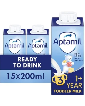 Aptamil 3 Toddler Ready to drink Milk, for Toddlers 1-2 Years, 15 x 200ml | No Preparation Required, Immune Support, GOS/FOS, Iron, Vitamin D and Vitamins A & C, and Essential Toddler Vitamins