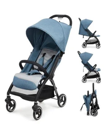 Aptliton Compact Travel Stroller Pushchair from Birth to 22kg (4 Years) – Lightweight One-Hand Fold Buggy with Large Shopping Basket, 175° Recline, 5-Point Harness & EVA Wheels – Cabin Approved