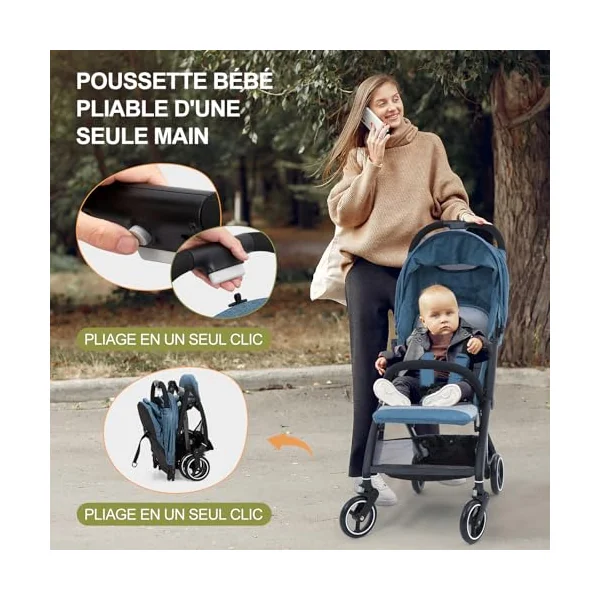 Aptliton Compact Travel Stroller Pushchair from Birth to 22kg (4 Years) – Lightweight One-Hand Fold Buggy with Large Shopping Basket, 175° Recline, 5-Point Harness & EVA Wheels – Cabin Approved