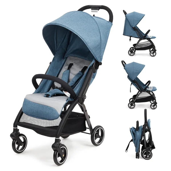 Aptliton Compact Travel Stroller Pushchair from Birth to 22kg (4 Years) – Lightweight One-Hand Fold Buggy with Large Shopping Basket, 175° Recline, 5-Point Harness & EVA Wheels – Cabin Approved