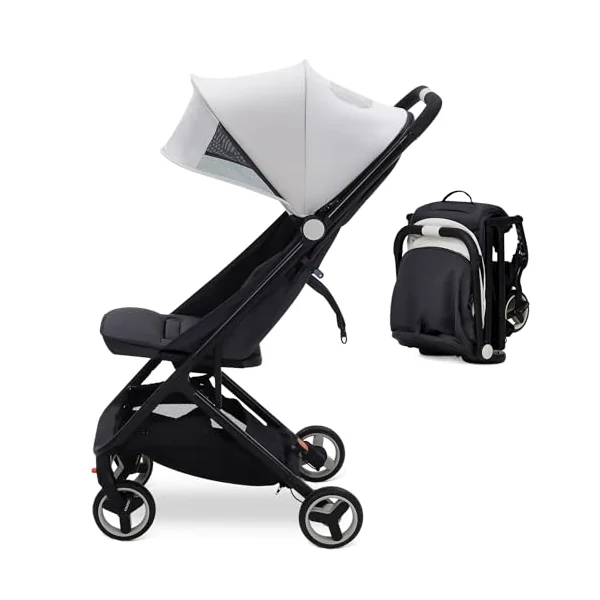 Aptliton Ultra-Compact Travel Stroller, Cabin Approved Pushchair for Baby & Toddler up to 15kg (0-4 Years), Lightweight Fold, Recline 95-150°, Compact Stroller for Airplane Travel