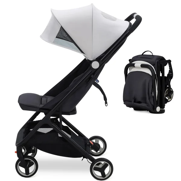Aptliton Ultra-Compact Travel Stroller, Cabin Approved Pushchair for Baby & Toddler up to 15kg (0-4 Years), Lightweight Fold, Recline 95-150°, Compact Stroller for Airplane Travel