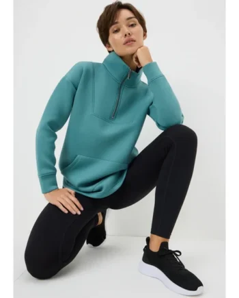 Arctic Blue Half Zip Scuba Sweatshirt
