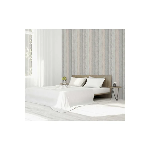 Arthouse Painted Wood Pink and Grey Wallpaper