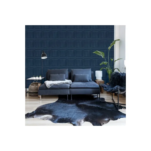 Arthouse Washed Panel Wood Grain Effect Navy Spongeable Wallpaper 909601