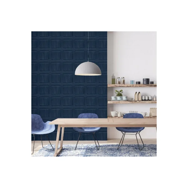 Arthouse Washed Panel Wood Grain Effect Navy Spongeable Wallpaper 909601