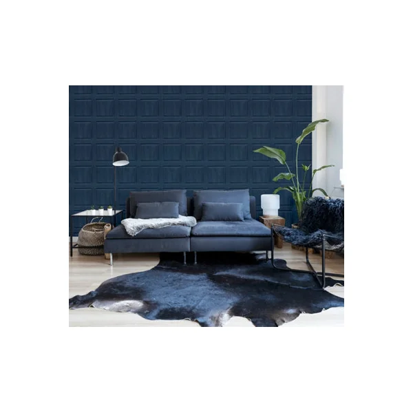 Arthouse Washed Panel Wood Grain Effect Navy Spongeable Wallpaper 909601