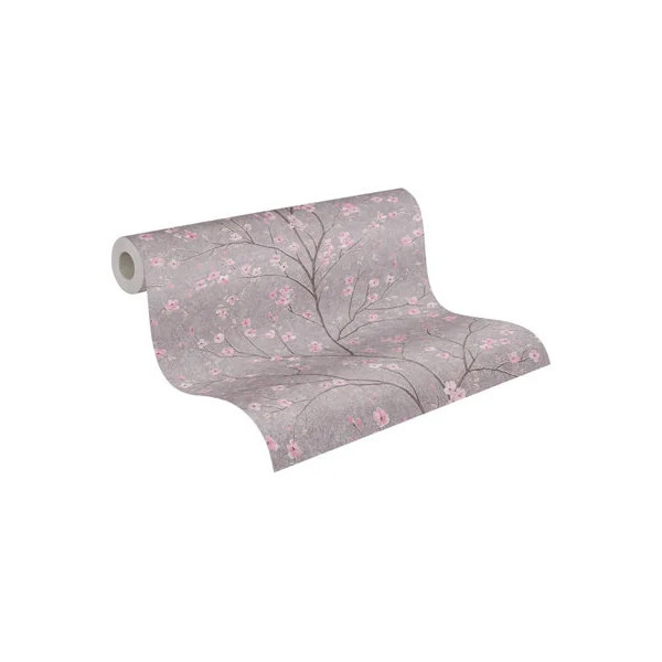 AS Creation Cherry Blossom Floral Flower Trail Wallpaper Grey Pink Beige 37912-2