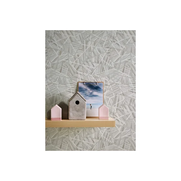 AS Creation Geometric Grass Leaves Geo Vinyl Non Woven Grey Wallpaper