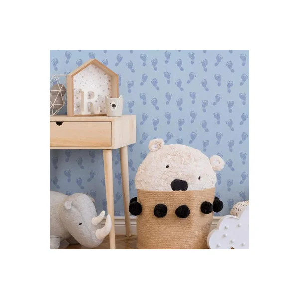 AS Creation Little Stars Blue Baby Feet Wallpaper Toyroom Nursery Paste The Wall
