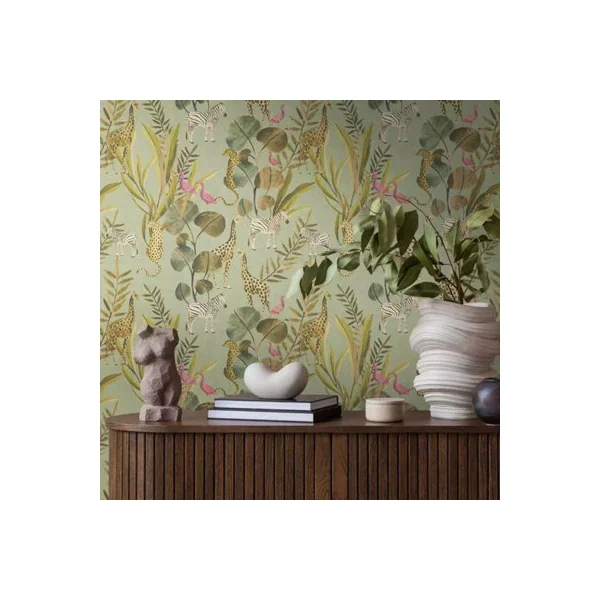 AS Creation Safari Animals Green Wallpaper Dense Jungle Paste The Wall Vinyl