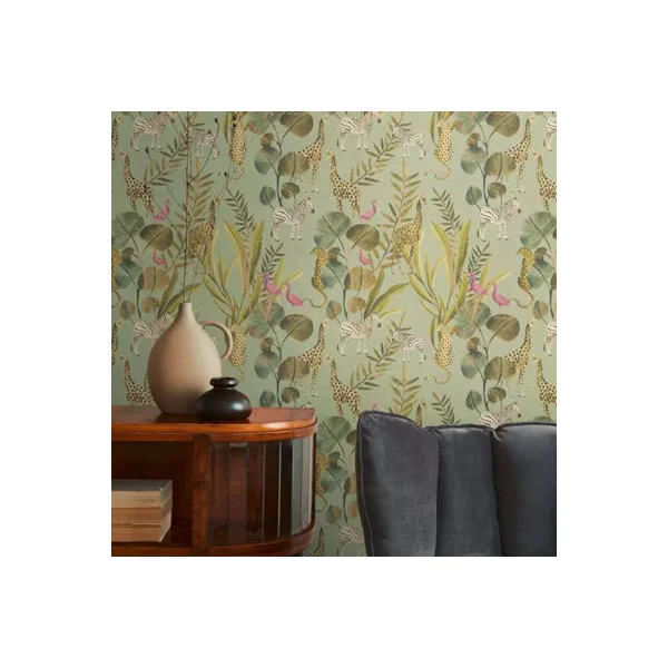 AS Creation Safari Animals Green Wallpaper Dense Jungle Paste The Wall Vinyl