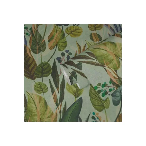AS Creation Tropical Leaf Pattern Green Blue Wallpaper Paste The Wall Vinyl