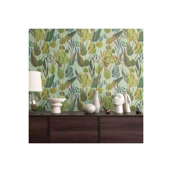 AS Creation Tropical Leaf Pattern Green Blue Wallpaper Paste The Wall Vinyl