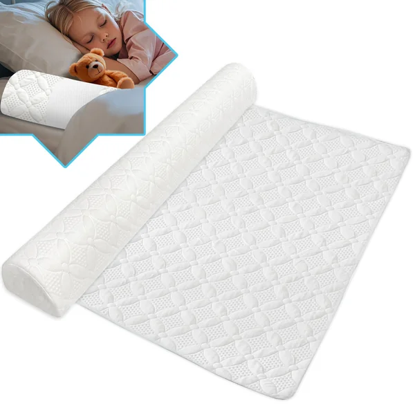 Asatdd Waterproof Bed Bumper for Toddlers with Mattress Cover | Bed Guard Rail, Soft Memory Foam Toddler Bed Bumper for Twin, Full, Queen, King Beds, 1 Pack