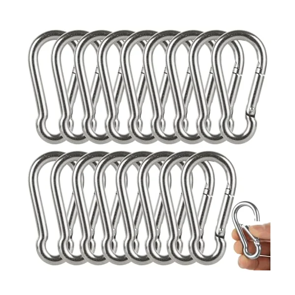 ASelected 16Pcs Heavy Duty Carabiners Clip M6 X 60Mm Small Clips 304 Stainless Steel Snap Hooks For Hiking, Hooks