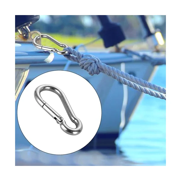 ASelected 16Pcs Heavy Duty Carabiners Clip M6 X 60Mm Small Clips 304 Stainless Steel Snap Hooks For Hiking, Hooks