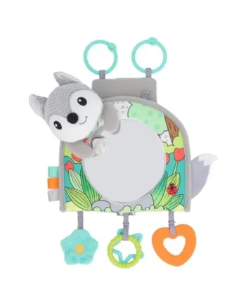 Asixxsix Baby Car Seat Toy with Mirror, Rear Facing Mirror Car Toy Kick and Play Activity Center Travel Baby Toy for Newborns Babies 0 to 12 Months, Built in Music Box (Type 1)
