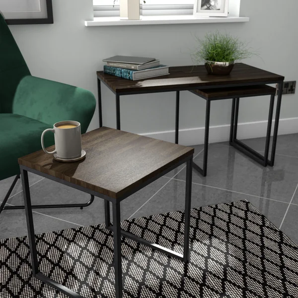 Atico Walnut effect Side table (H)40cm (W)40cm
