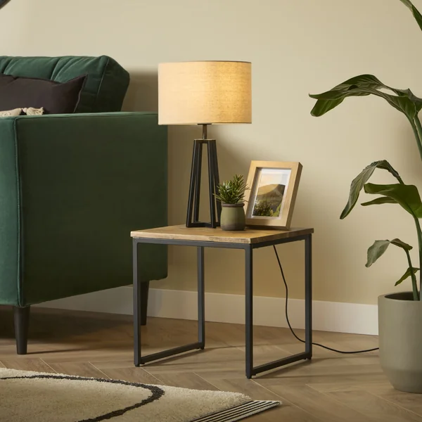 Atico Walnut effect Side table (H)40cm (W)40cm