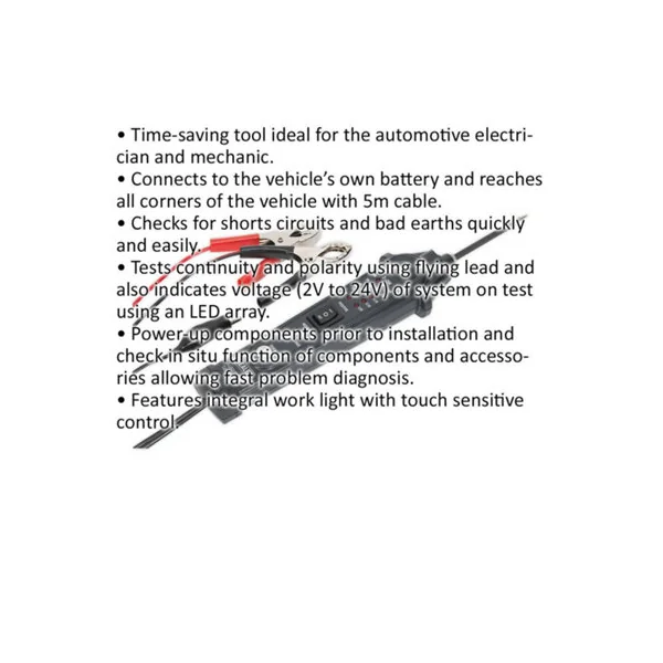 Automotive Test Probe with 5m Extension Cable for Continuity and Polarity Testing