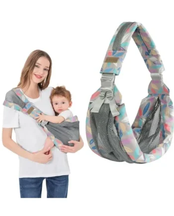 AUYAO Baby Sling Carrier Portable Breathable Toddler Sling Thick Shoulder Strap 3D Mesh Wrap Sling Wrap Baby Carrier Adjustable Baby Hip Sling Carrier for Newborn Up to 0-36 Month(Leaf Pattern)