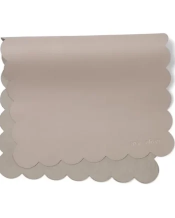AVA + OLIVER Vegan Leather Baby Changing Mat - Multipurpose Portable Wipeable Diaper Pad - Foldable for Travel (16 x 30 in) (Grey Scallop) | Wipeable vegan leather changing mat folds compact for travel, portable multipurpose 16x30in
