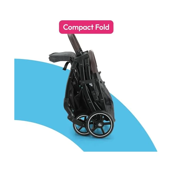 Aya Easy Fold Compact Stroller – Newborn to 4 Years, Lightweight Travel Pram with 5-Point Harness, One-Hand Fold, Cupholder & Raincover – Portable, Durable & Comfortable Baby Buggy (Stone Grey)