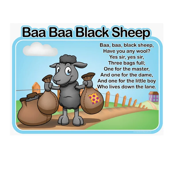 Baa Baa Black Sheep Nursery Rhyme Sign