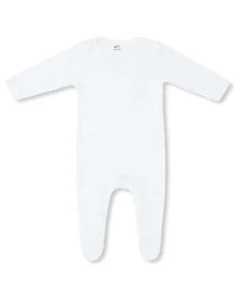 Baban Baby White Sleepsuit - Plain Soft Cotton Babygrow for Baby Boys and Girls
