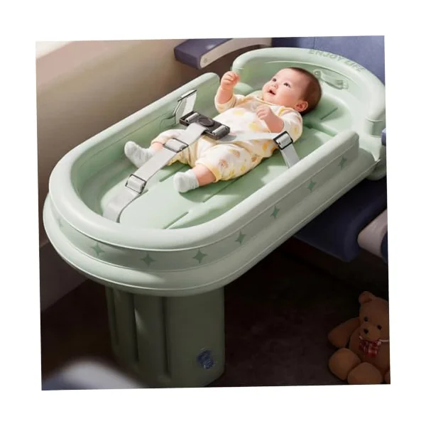 Baby Airplane Bed Airplane Bed For Toddler, Height Adjustable Inflatable Toddler Travel with Hand Pump, Safety Guardrails and Belt for Plane, Train, Car