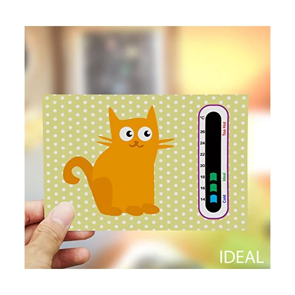 Baby and Child Home and Travel Thermometer Set to Monitor Temperature - Duck Baby Bath Thermometer & Cat Baby Room Nursery Thermometer