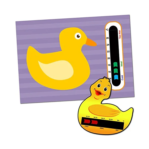 Baby and Child Home and Travel Thermometer Set to Monitor Temperature - Duck Baby Bath Thermometer & Duck Baby Room Nursery Thermometer