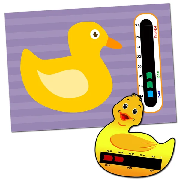 Baby and Child Home and Travel Thermometer Set to Monitor Temperature - Duck Baby Bath Thermometer & Duck Baby Room Nursery Thermometer