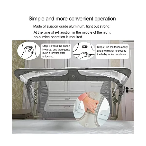 Baby bassinets bedside sleeper 3 in 1, Baby Bedside Sleeper, co sleeper for baby in bed,Portable Crib,breathable and visible mesh window,soft washable liner cover,co sleeper bassinet attach to bed ( C