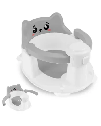 Baby Bath Seat for 6 Months Up Sit Up Toddler Bath Seat Non-Slip Baby Bathtub Chair with 4 Suction Cup Backrest Support for 6 to 24 Months(Gray Smile)