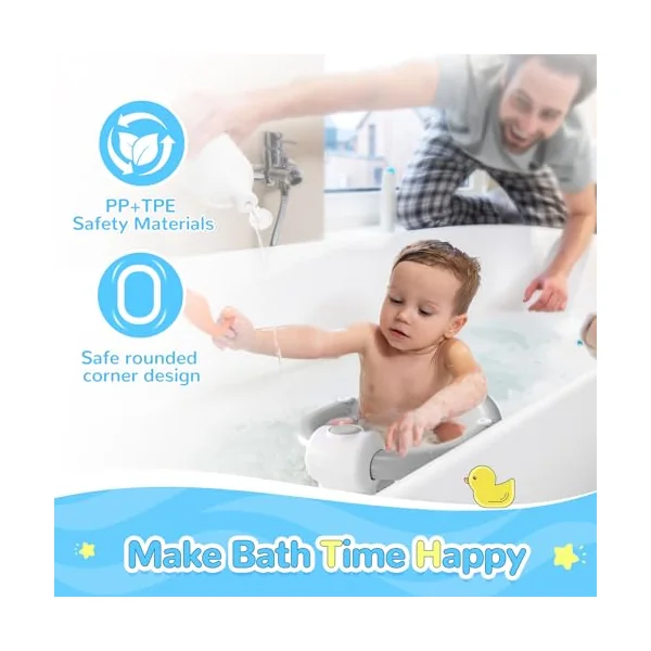 Baby Bath Seat for Babies 6 Months Plus, Toddler Bath Seats for Infant & Newborn, Baby Sit Up Chair with 4 Non-Slip Suction Cups