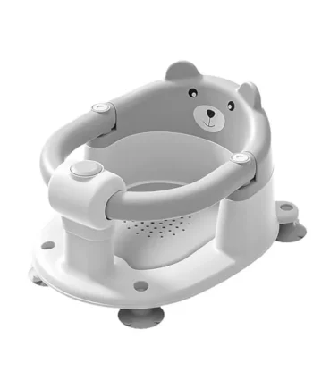 Baby Bath Seat for Babies 6 Months Plus.Cute Bear Non-Slip Baby Bath Chair for Babies Sitting Up,Safe Infant & Newborn Bathtub Chair with 4 Suction Cups (Grey White)