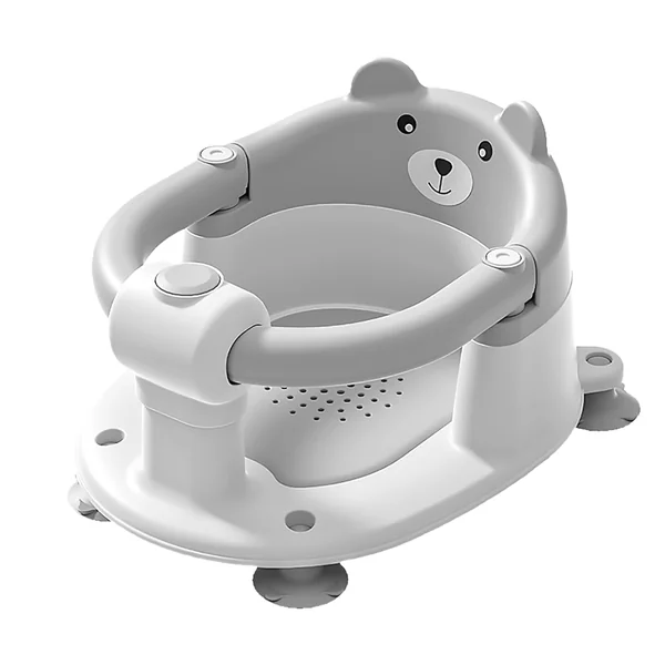 Baby Bath Seat for Babies 6 Months Plus.Cute Bear Non-Slip Baby Bath Chair for Babies Sitting Up,Safe Infant & Newborn Bathtub Chair with 4 Suction Cups (Grey White)