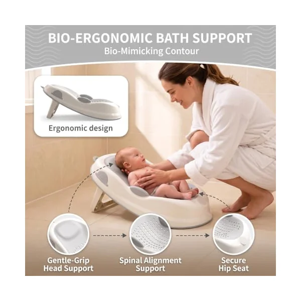 Baby Bath Seat: Soft Baby Bath Support, Non-Slip Lightweight for Newborns Up to 6 Months