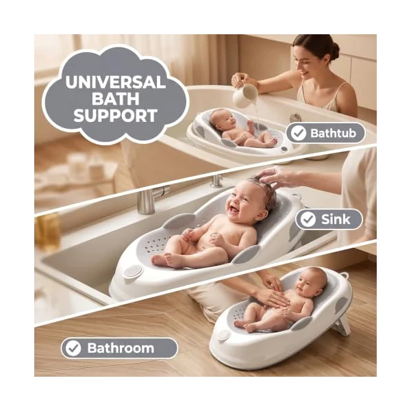 Baby Bath Seat: Soft Baby Bath Support, Non-Slip Lightweight for Newborns Up to 6 Months