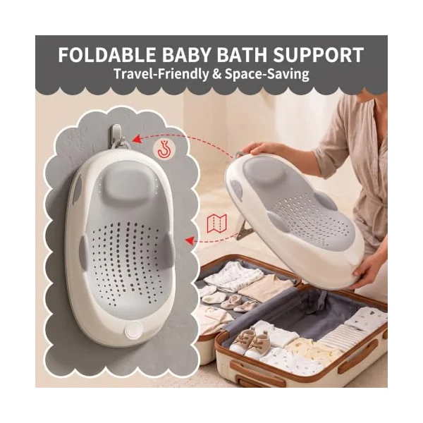 Baby Bath Seat: Soft Baby Bath Support, Non-Slip Lightweight for Newborns Up to 6 Months