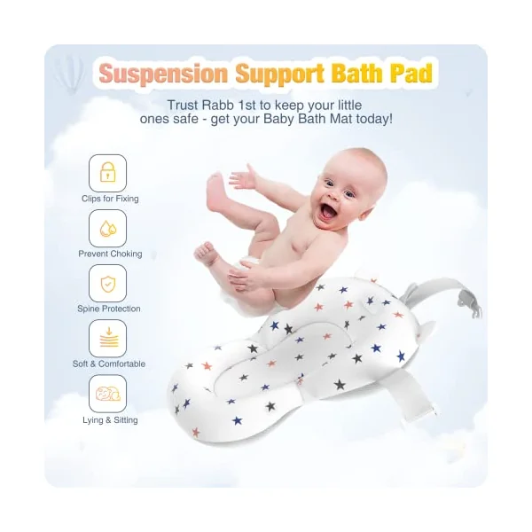 Baby Bath Tub Foldable,Portable Bath Newborn to Toddler with Non-Slip Mat,Drain Hole,No Thermometer,Blue