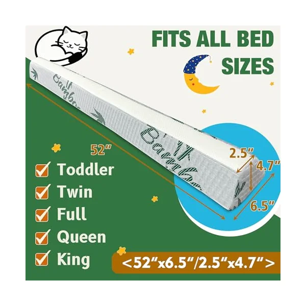 Baby Bed Bumpers for Toddlers with Adjustable Band | Foam Bed Guard Rail for Kids Bed Twin Full Queen King Size Bed, 1 Pack
