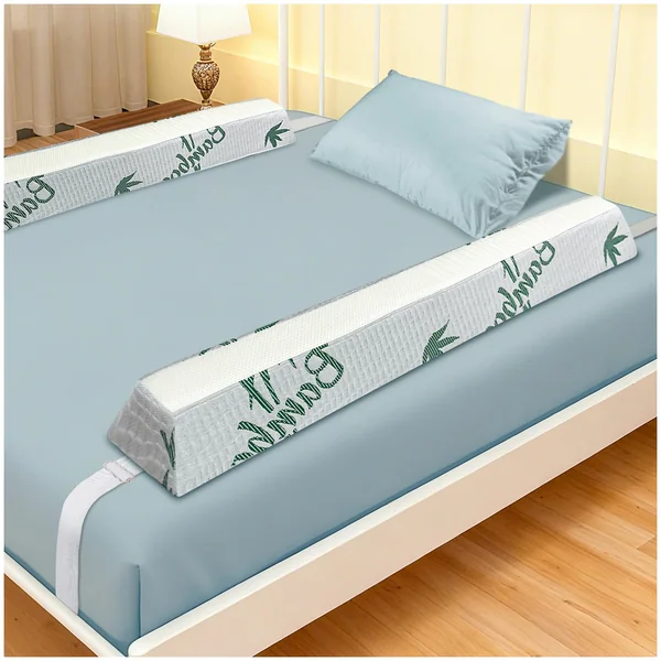 Baby Bed Bumpers for Toddlers with Adjustable Bandd | Foam Bed Guard Rail for Kids Bed Twin Full Queen King Size Bed, 2 Pack